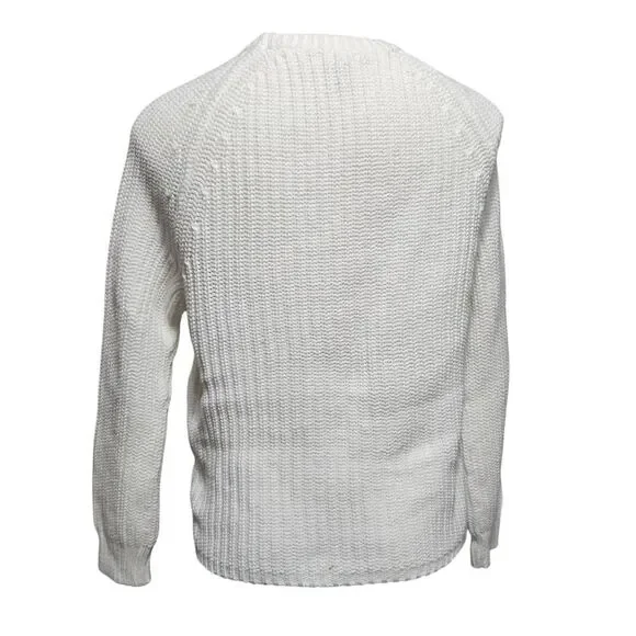 Lauren Ralph Lauren LRL crewneck cable knit sweater white cotton medium - Picture 3 of 7